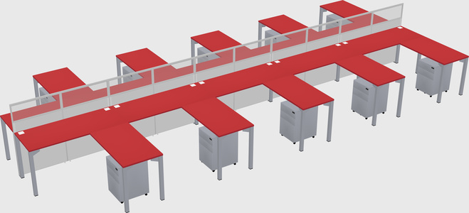 Shared l-shape cubicle