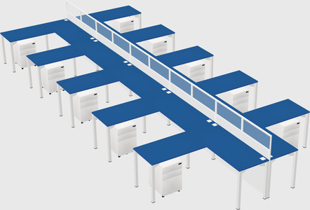 Shared l-shape cubicle