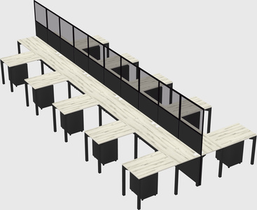 Shared l-shape cubicle