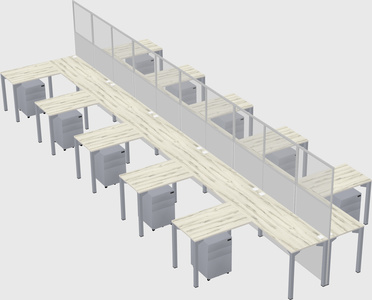 Shared l-shape cubicle