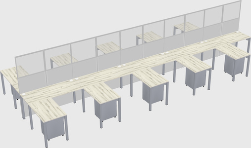 Shared l-shape cubicle