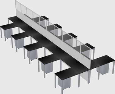 Shared l-shape cubicle
