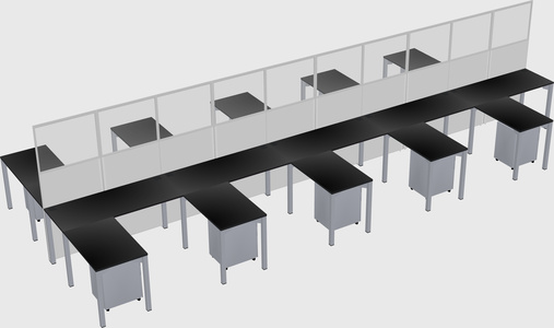 Shared l-shape cubicle