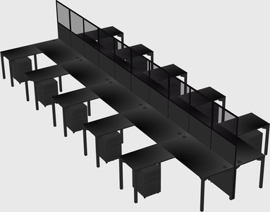 Shared l-shape cubicle