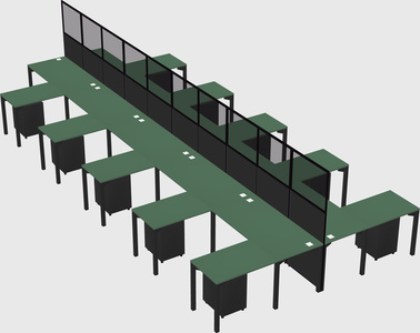 Shared l-shape cubicle