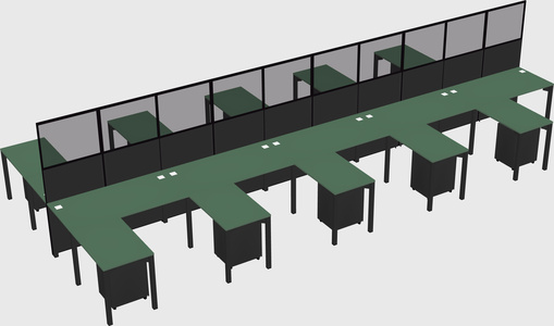 Shared l-shape cubicle