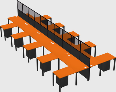 Shared l-shape cubicle