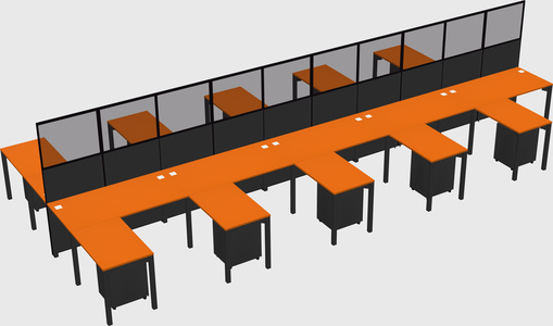 Shared l-shape cubicle