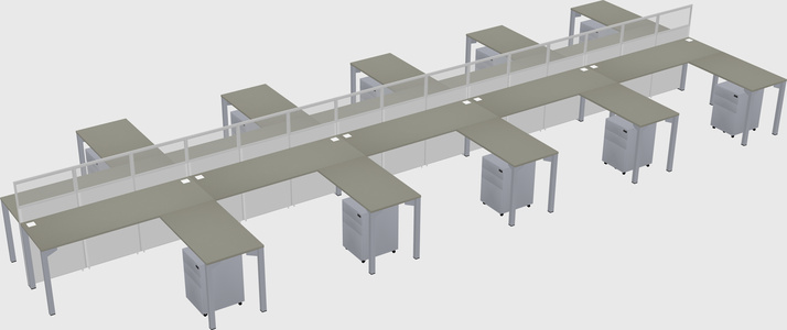 Shared l-shape cubicle
