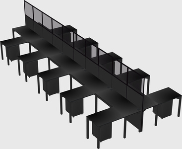 Shared l-shape cubicle