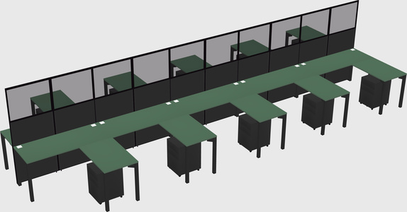 Shared l-shape cubicle