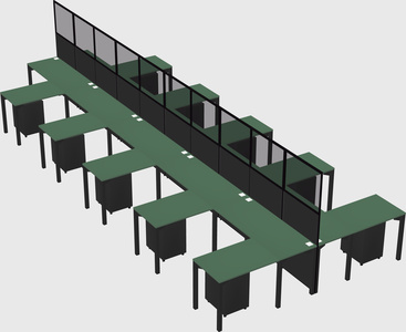 Shared l-shape cubicle