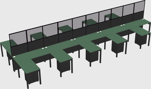 Shared l-shape cubicle