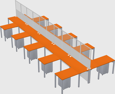 Shared l-shape cubicle