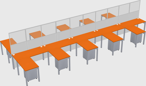Shared l-shape cubicle