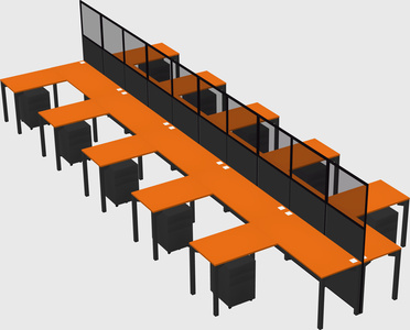 Shared l-shape cubicle