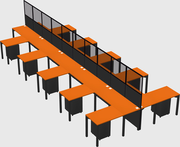 Shared l-shape cubicle