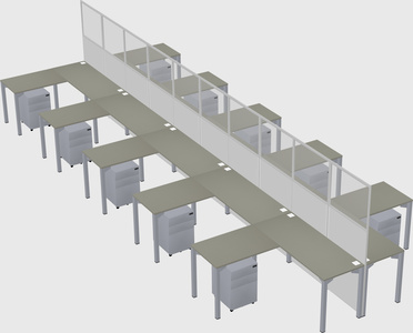 Shared l-shape cubicle