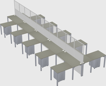 Shared l-shape cubicle
