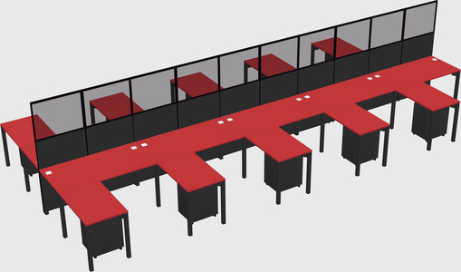 Shared l-shape cubicle