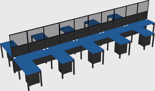 Shared l-shape cubicle