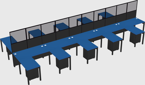 Shared l-shape cubicle