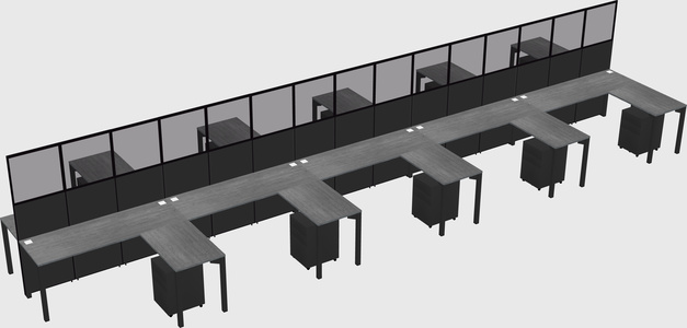 Shared l-shape cubicle