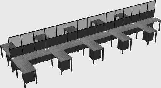 Shared l-shape cubicle
