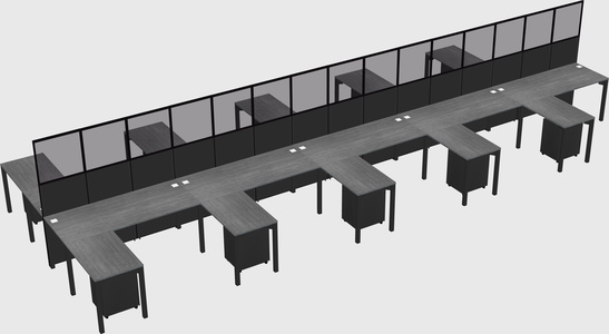 Shared l-shape cubicle