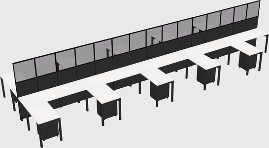 Shared l-shape cubicle