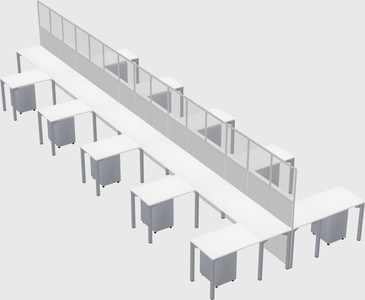 Shared l-shape cubicle