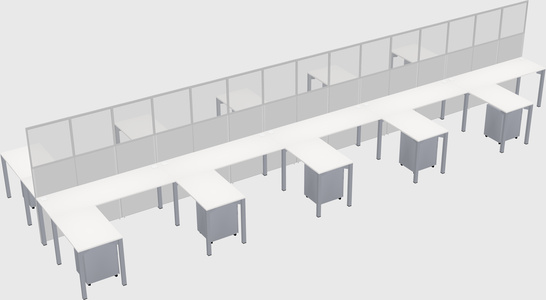 Shared l-shape cubicle