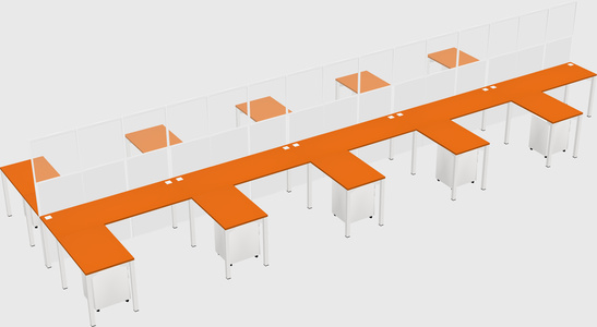Shared l-shape cubicle