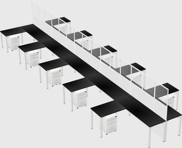 Shared l-shape cubicle
