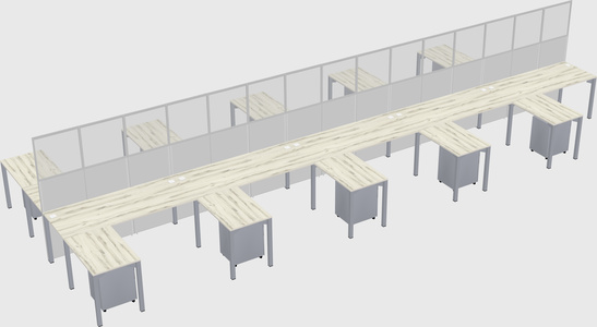 Shared l-shape cubicle