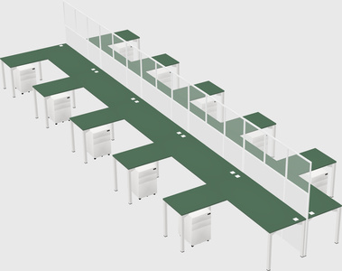 Shared l-shape cubicle