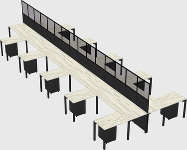 Shared l-shape cubicle