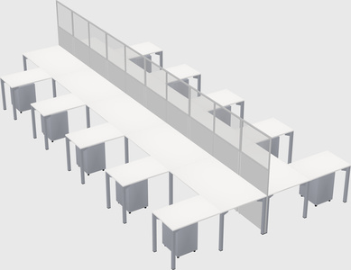 Shared l-shape cubicle