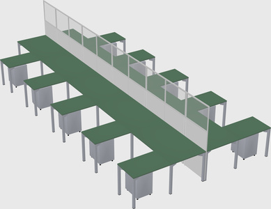 Shared l-shape cubicle