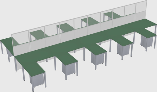 Shared l-shape cubicle