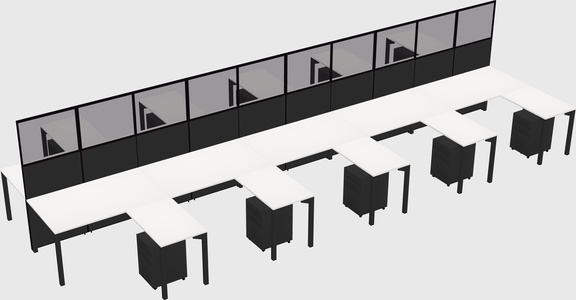 Shared l-shape cubicle
