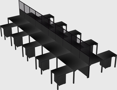 Shared l-shape cubicle