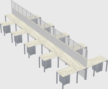 Shared l-shape cubicle