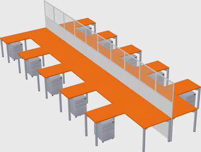 Shared l-shape cubicle