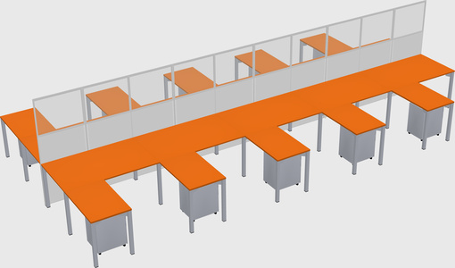 Shared l-shape cubicle