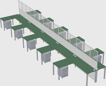 Shared l-shape cubicle