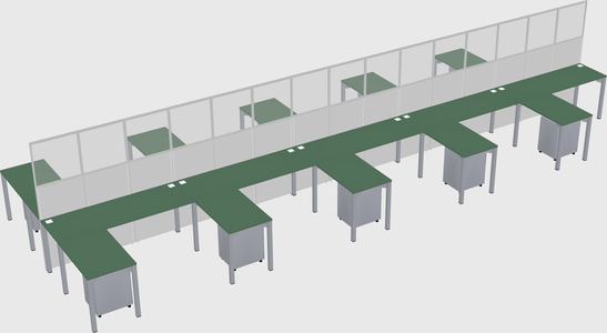 Shared l-shape cubicle