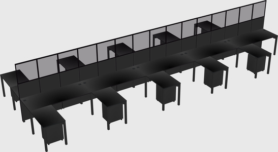 Shared l-shape cubicle