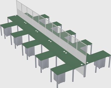 Shared l-shape cubicle