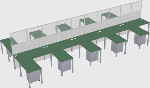 Shared l-shape cubicle